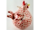 Whimsical Chicken Sculpture Red and White