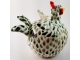 Whimsical Chicken Sculpture Green and White