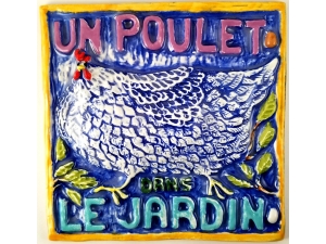 Ceramic Tile Un Poulet Das Le Jardin (A Chicken in the Garden)