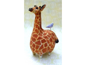 Giraffe with Bluebird #2