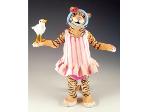 Tiger Swimmer in Vintage Bathing Suit